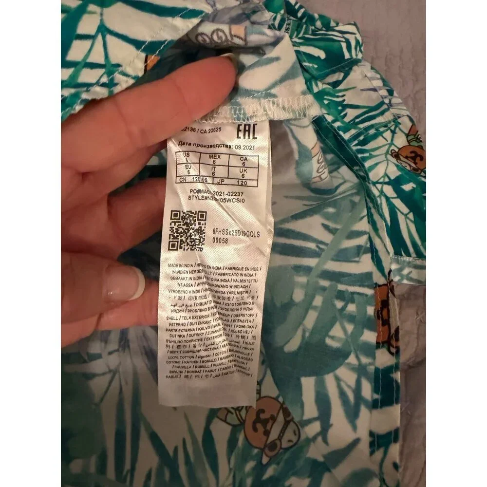 Guess Boys Size 6 Green Tropical Teddy Bear Cargo Short And Shirt Set Casual